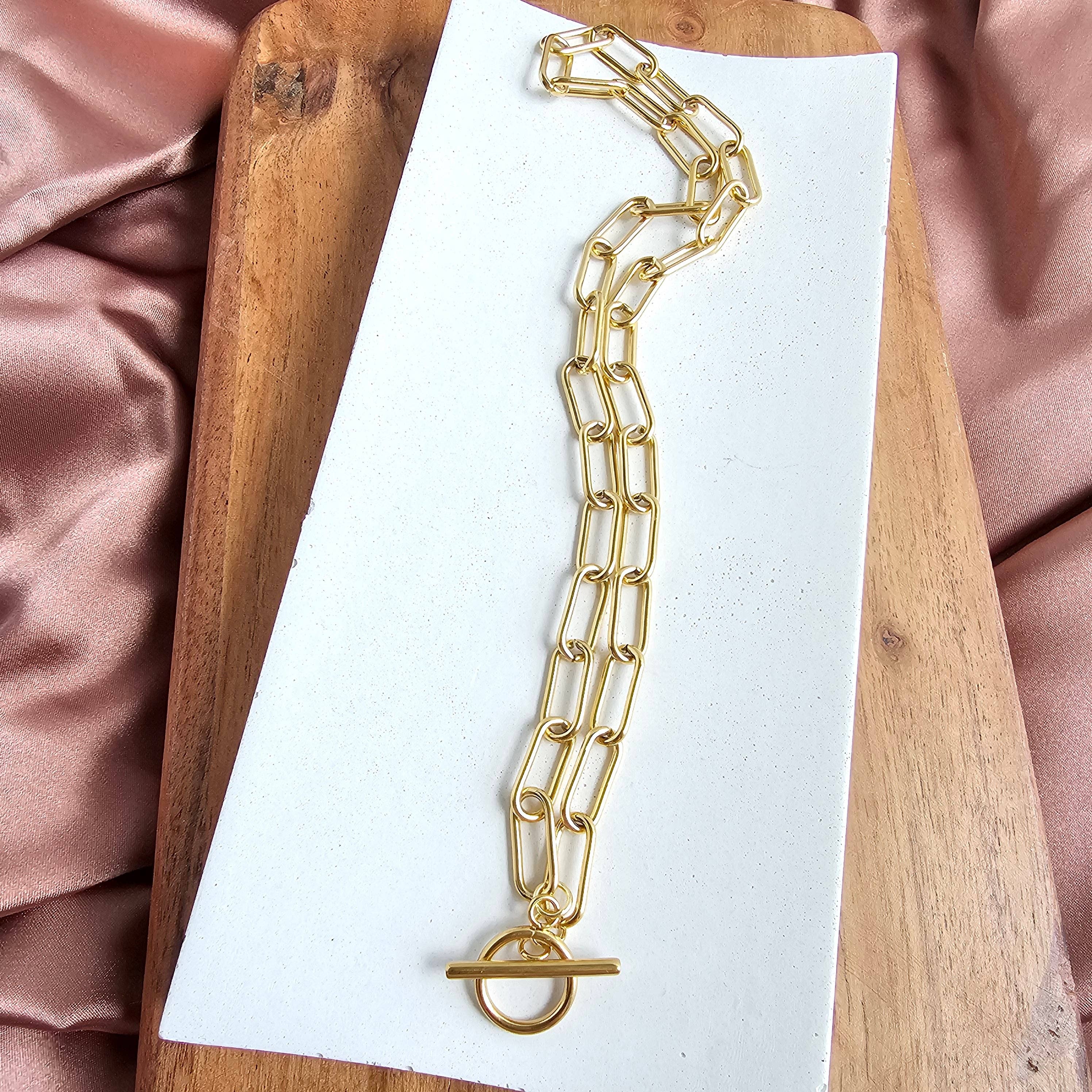 Luxe Chunky Paper Clip Chain Necklace | 18" Gold