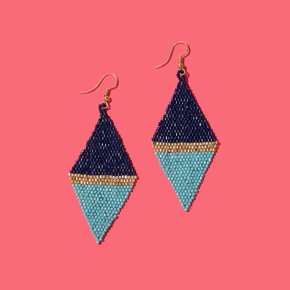 Custom Color Block Beaded Diamond Earrings | Diamond Drop