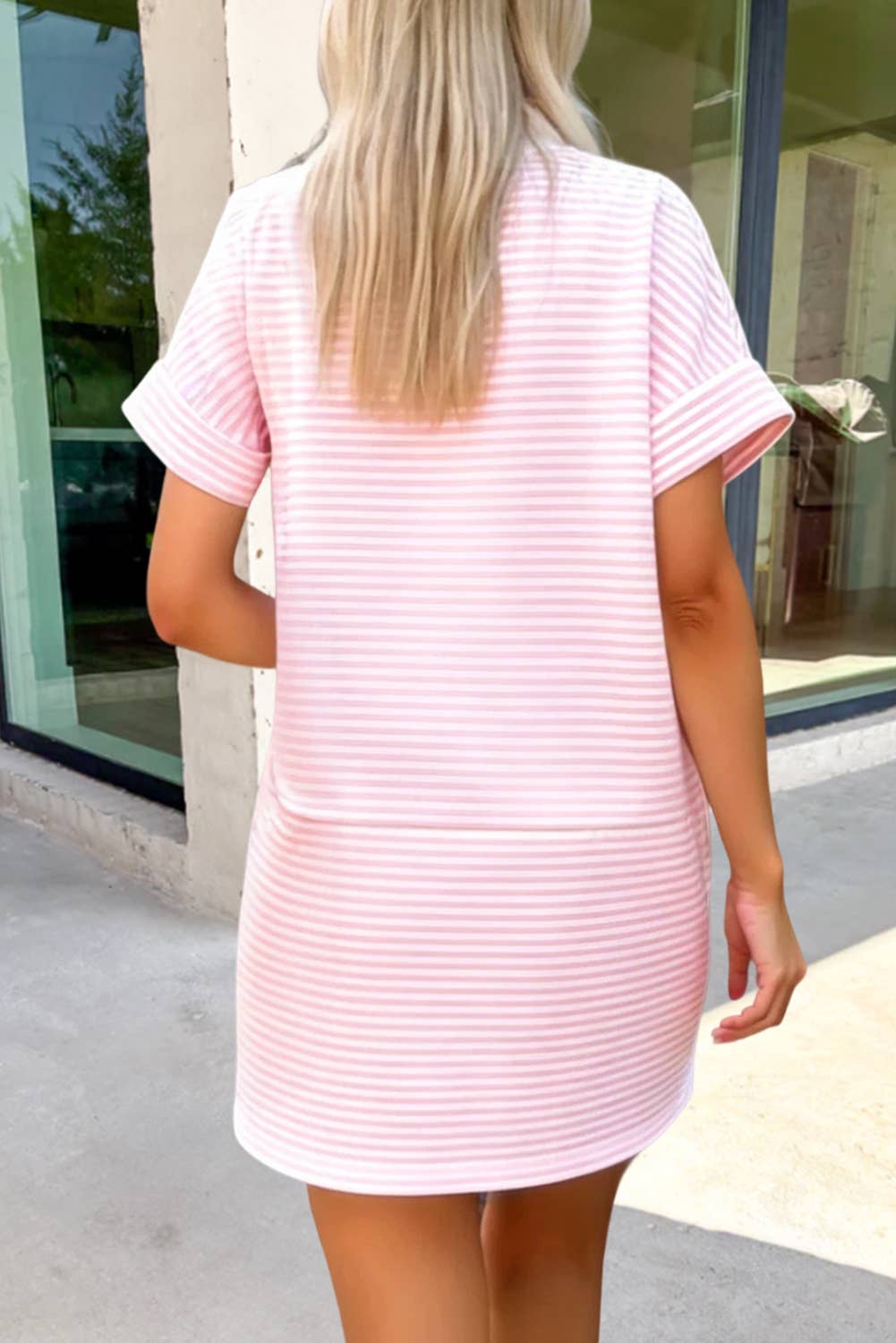 Striped Print  Mock Neck Mini Dress | S-XL