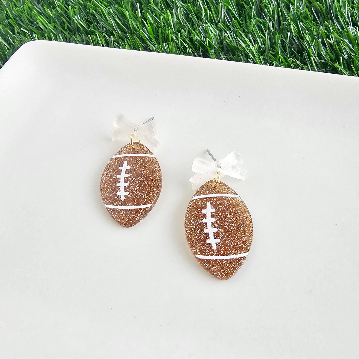 Bow Football Earrings // Jewelry, Game Day
