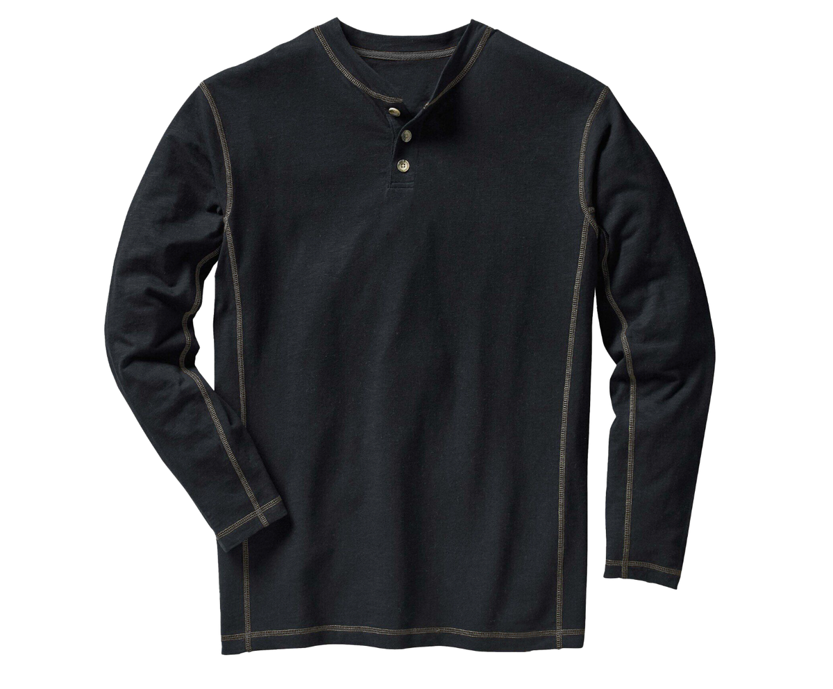 Boys Long Sleeve Slub Jersey Henley | Contrast Stitch