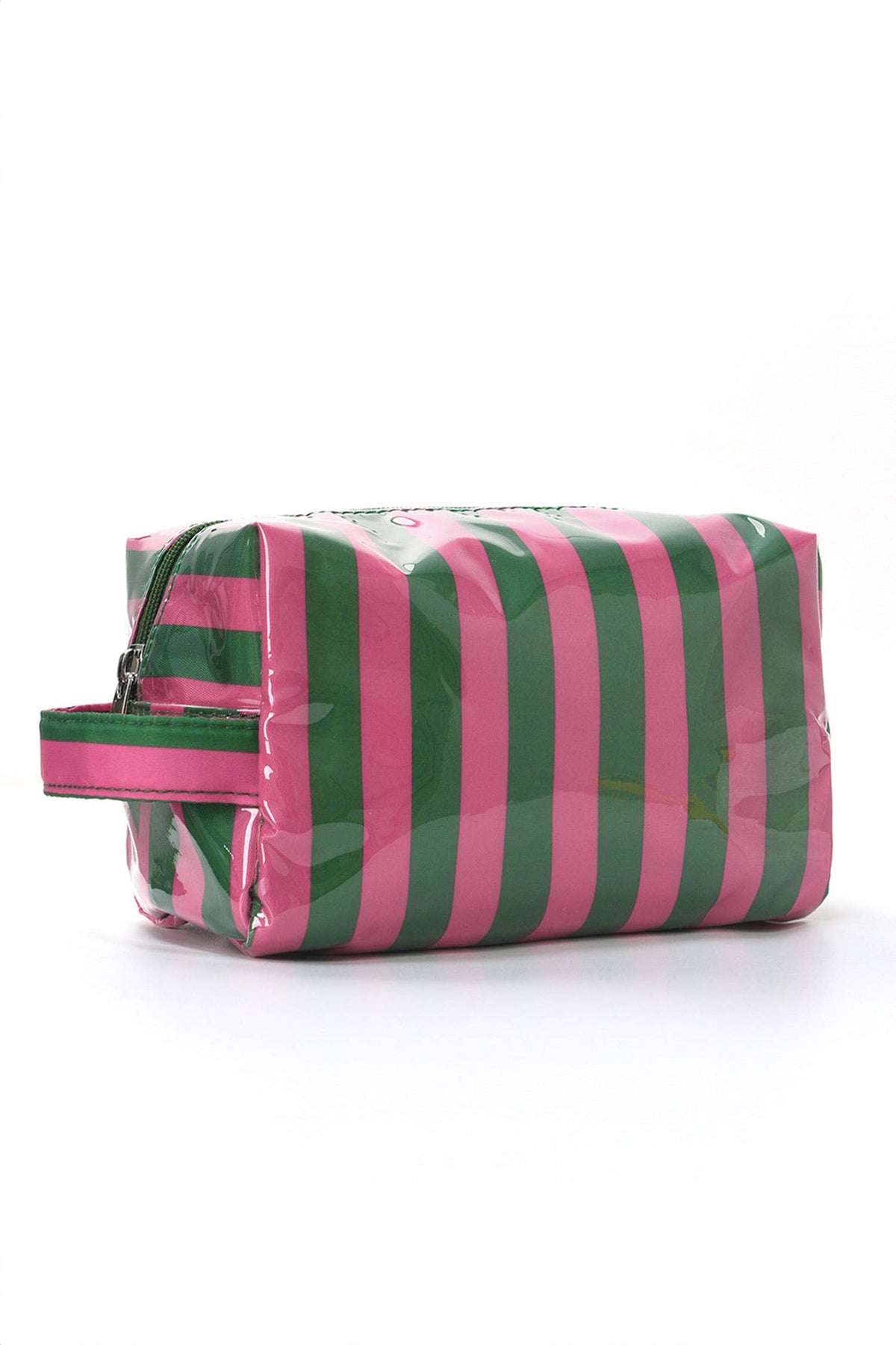 LAS Striped Durable Zipper Handle Cosmetic Bag