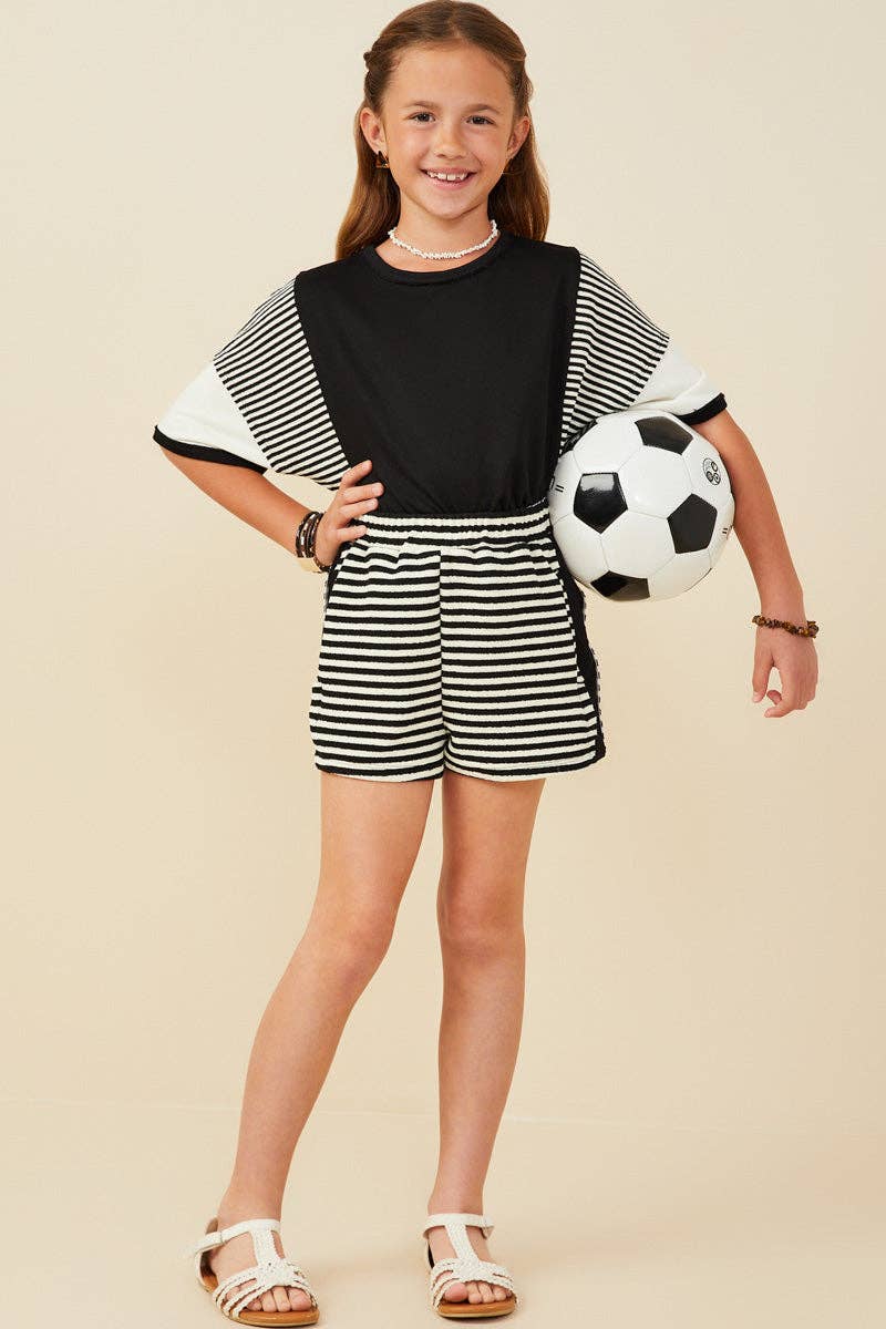 Girls Colorblock Side Striped Knit Short