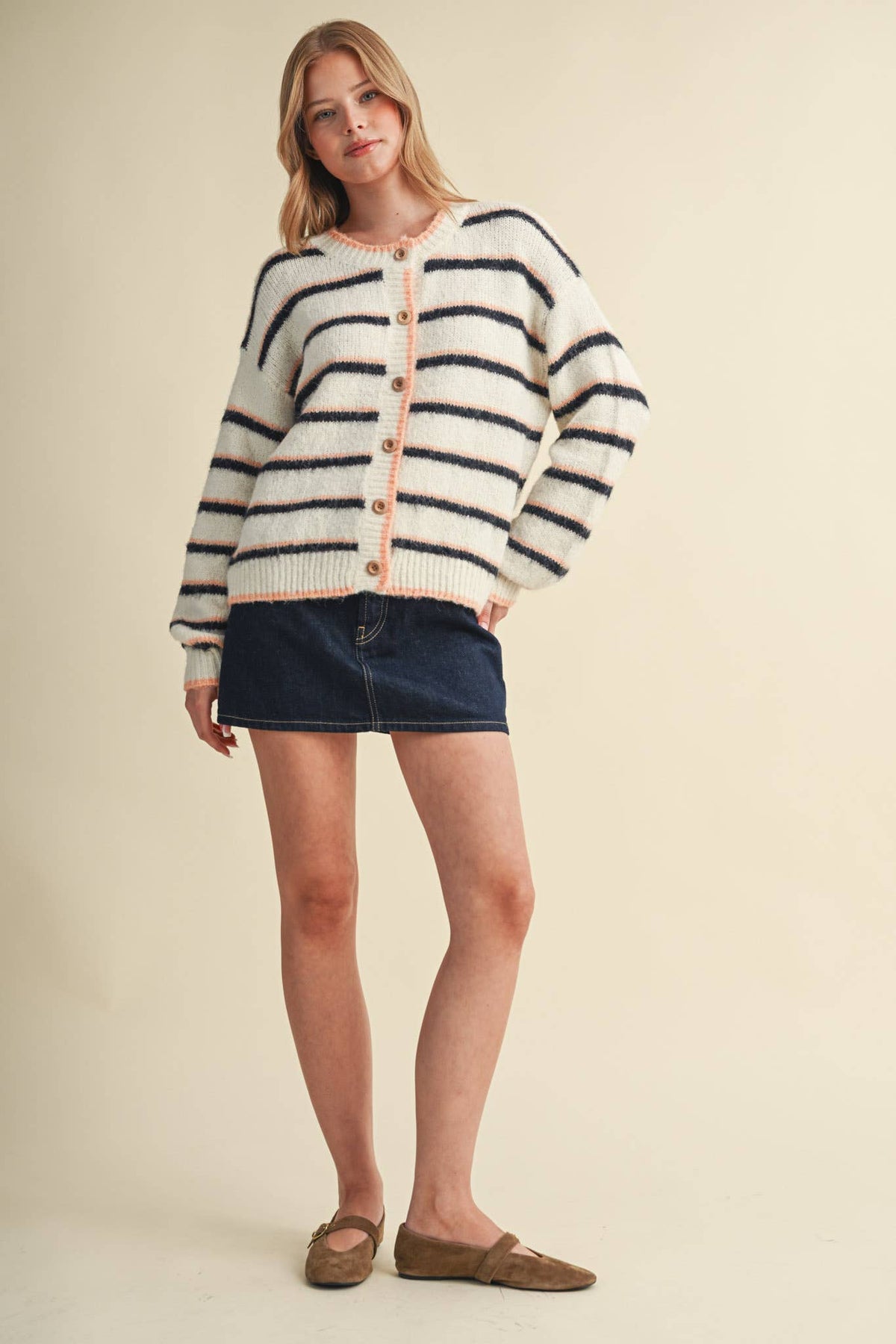 STRIPED SWEATER CARDIGAN