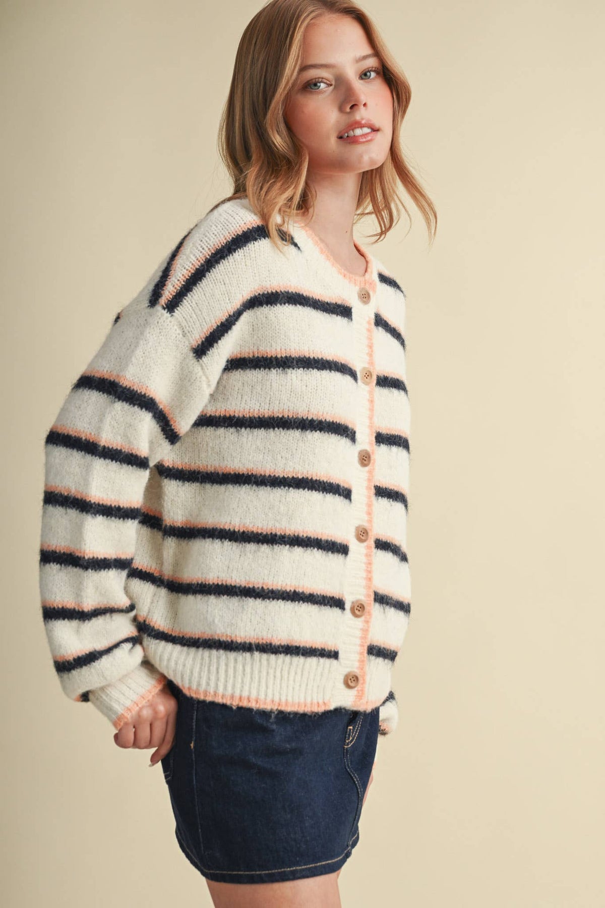 STRIPED SWEATER CARDIGAN