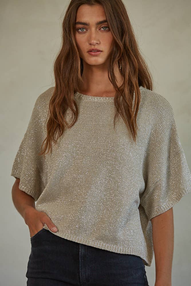 Lurex Detail Knit Sweater Top