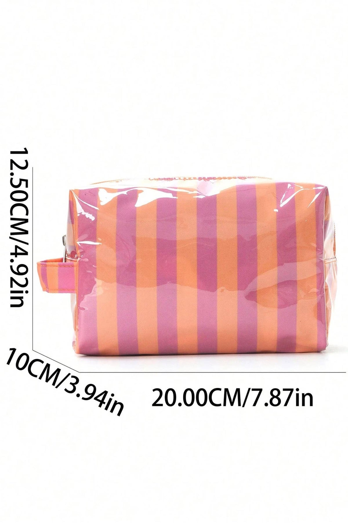 LAS Striped Durable Zipper Handle Cosmetic Bag