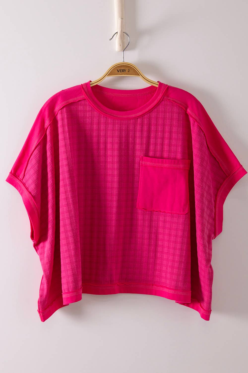 Dolman Sleeve Textured Knit Top – Patch Pocket Casual