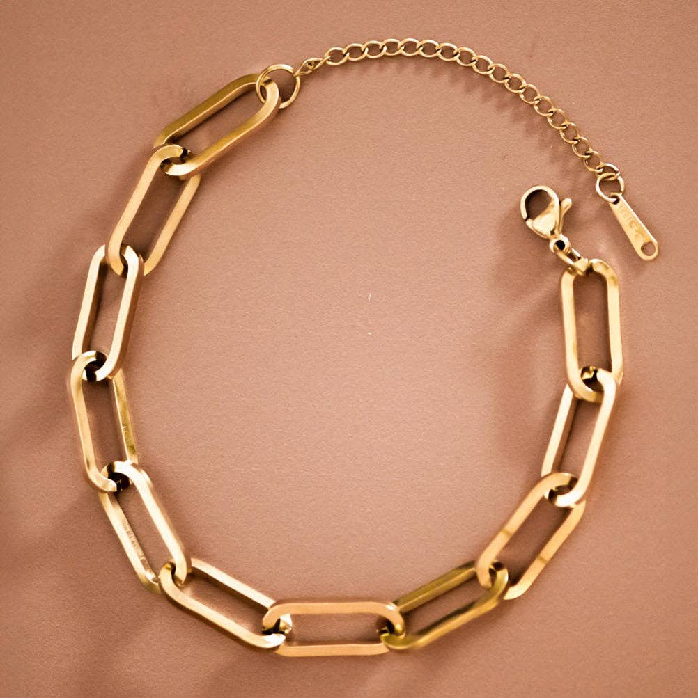 18K Gold PVD Plated Waterproof Stainless Steel Chain Bracelet