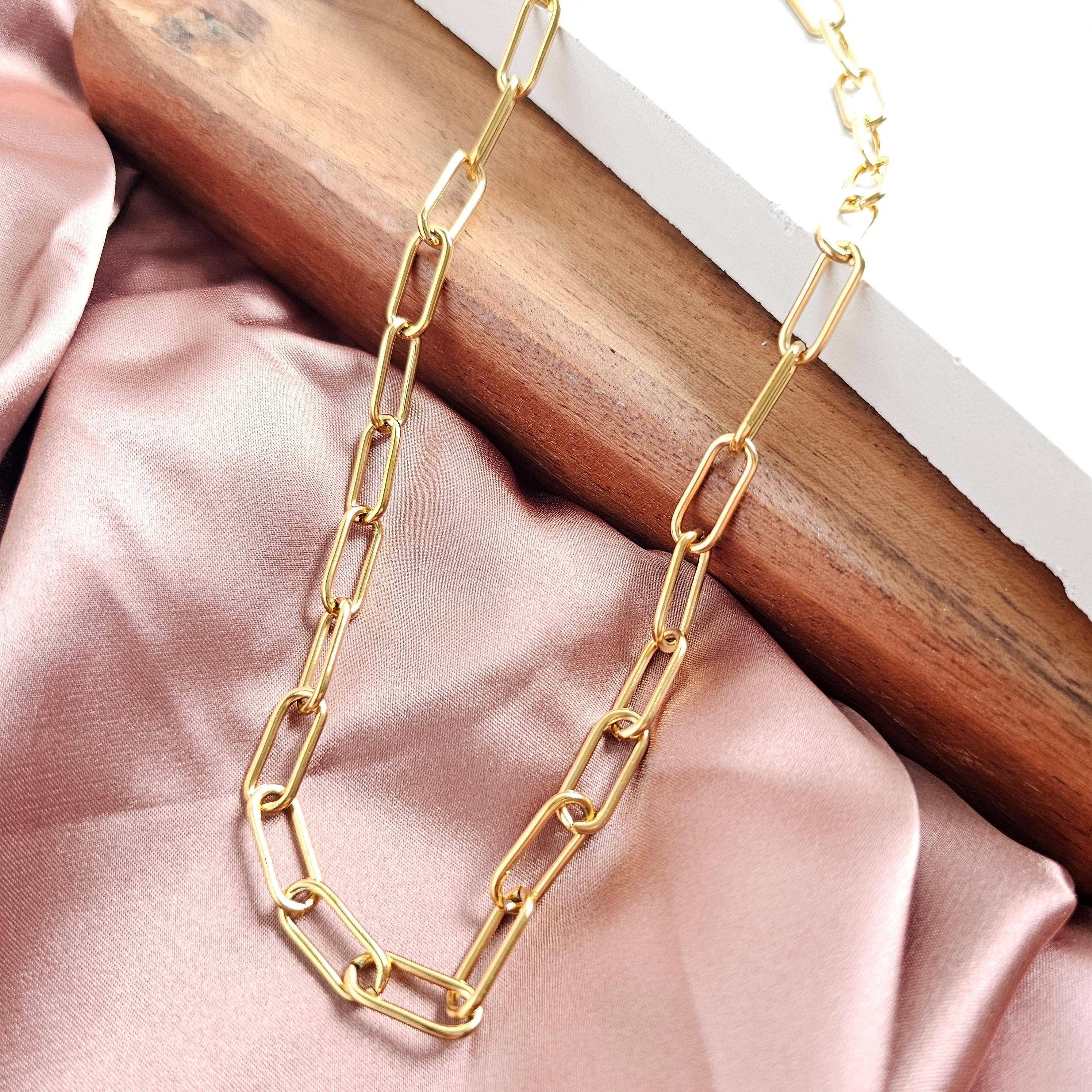 Luxe Chunky Paper Clip Chain Necklace | 18" Gold