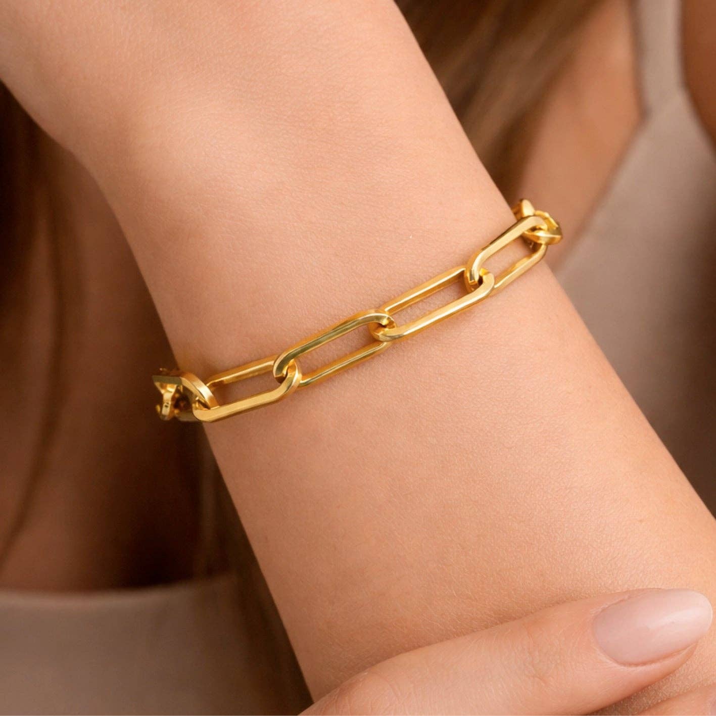 18K Gold PVD Plated Waterproof Stainless Steel Chain Bracelet