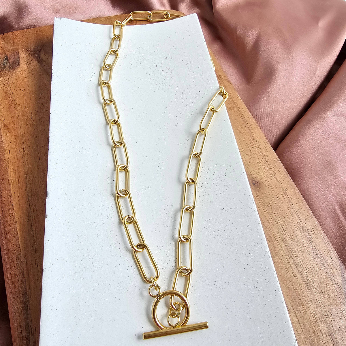 Luxe Chunky Paper Clip Chain Necklace | 18" Gold
