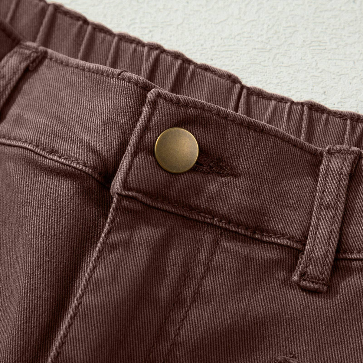 Solid Square Patch Pocket Ankle-length Barrel Jeans