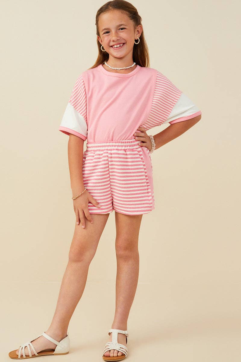 Girls Colorblock Side Striped Knit Short