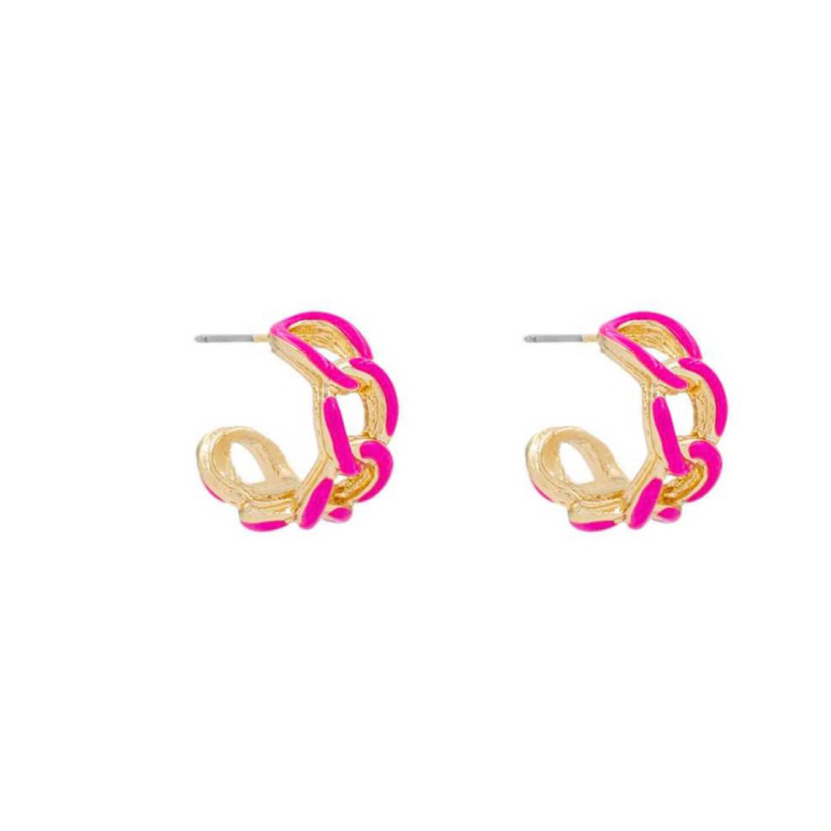 Pink + Gold Acrylic Link Hoop Earrings