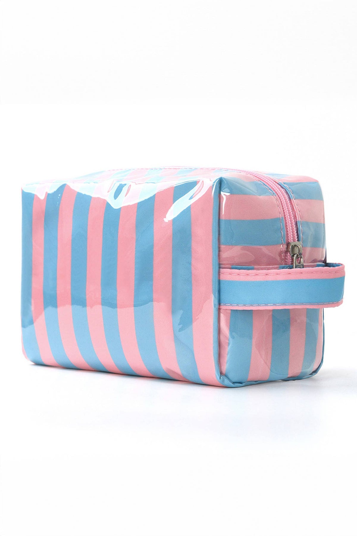 LAS Striped Durable Zipper Handle Cosmetic Bag