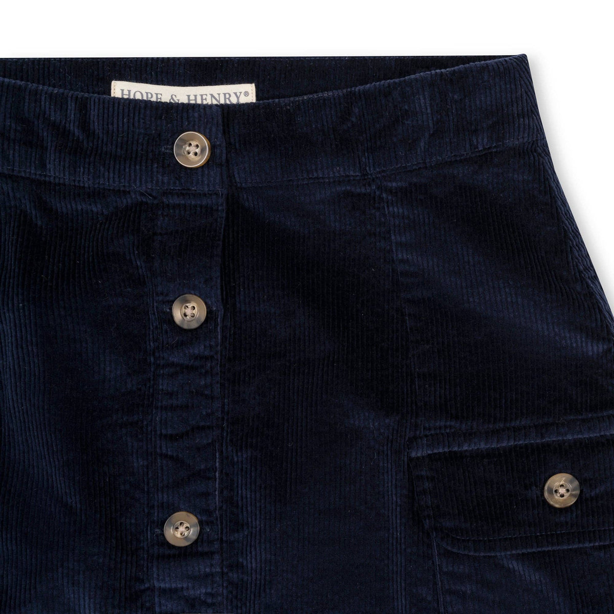 Organic Corduroy Button Front Skirt