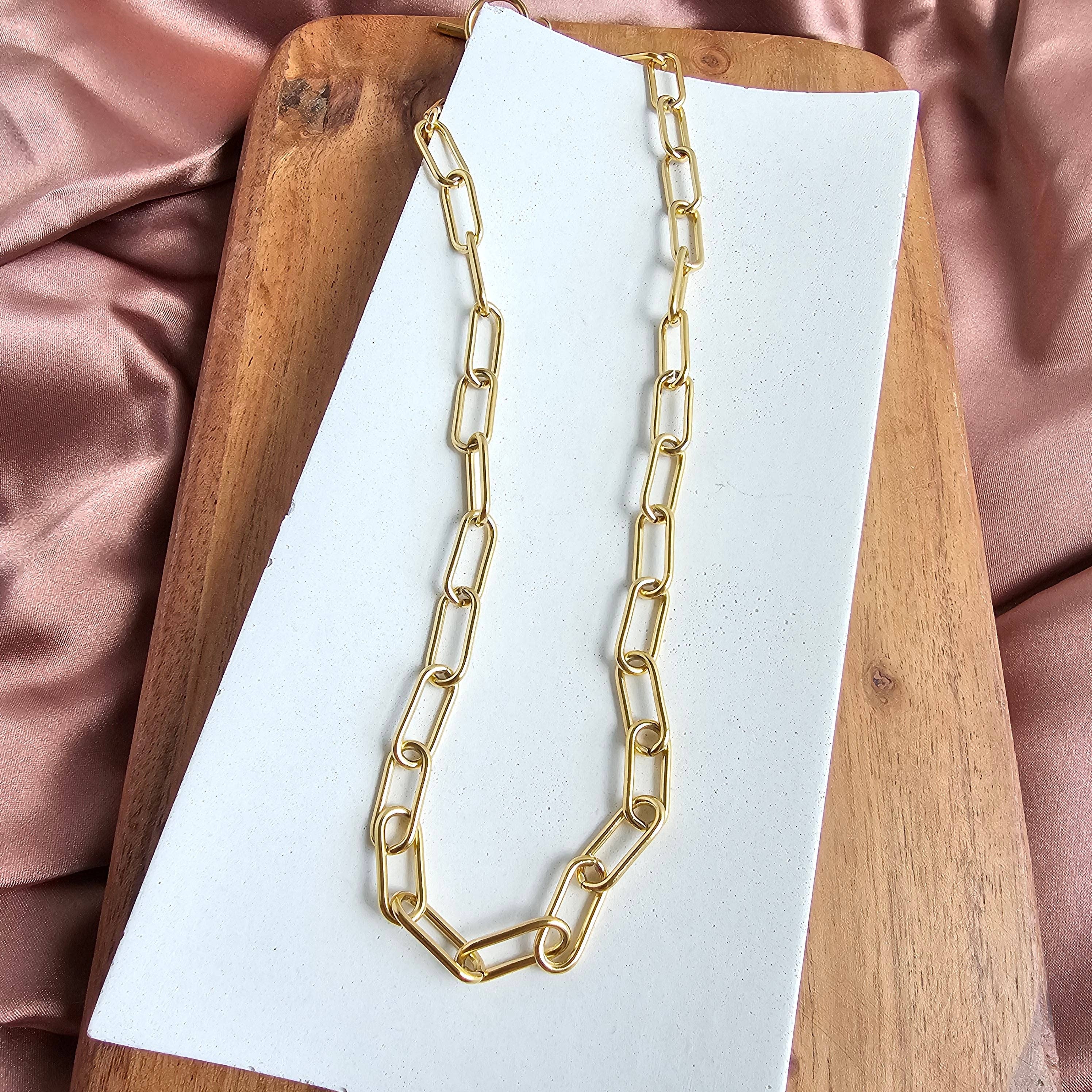 Luxe Chunky Paper Clip Chain Necklace | 18" Gold