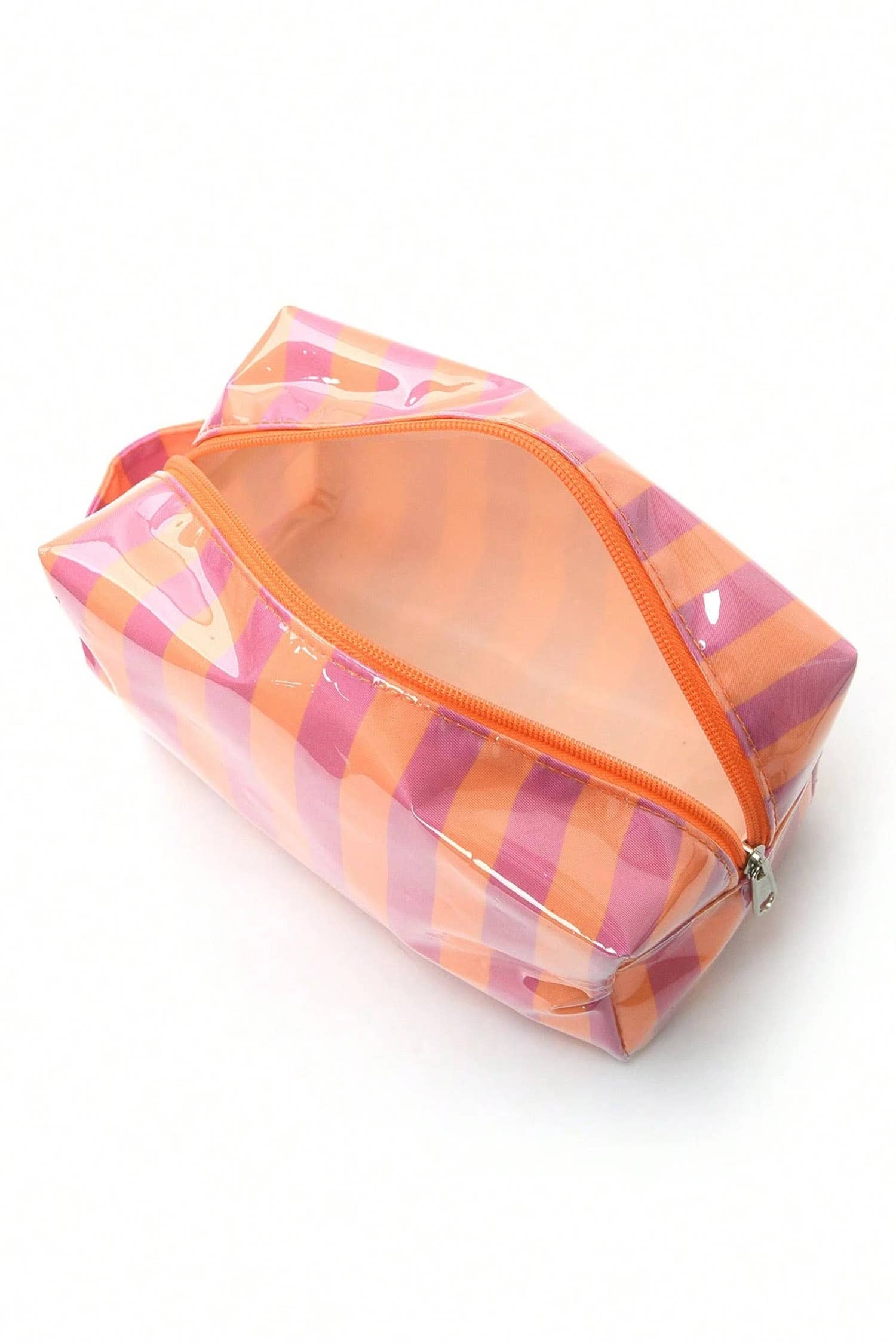 LAS Striped Durable Zipper Handle Cosmetic Bag