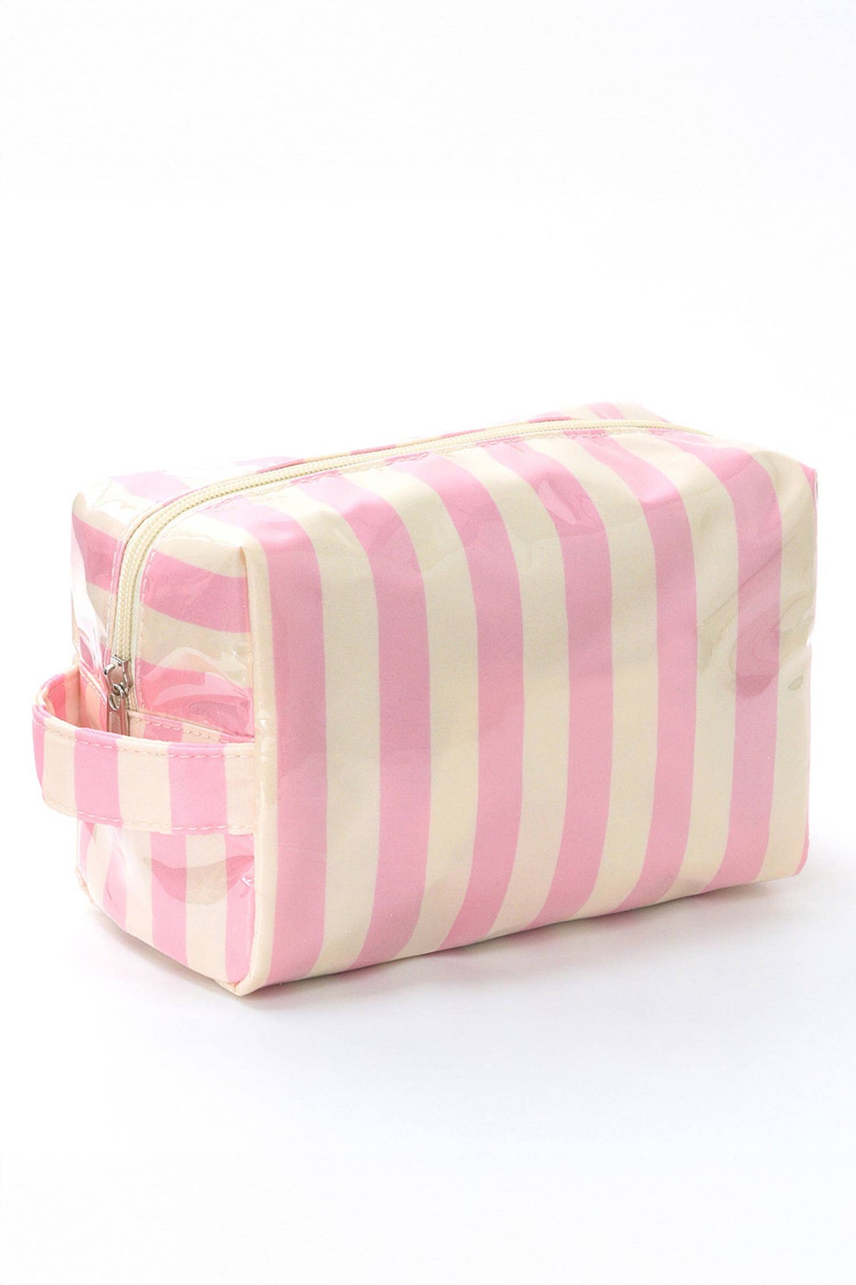 LAS Striped Durable Zipper Handle Cosmetic Bag
