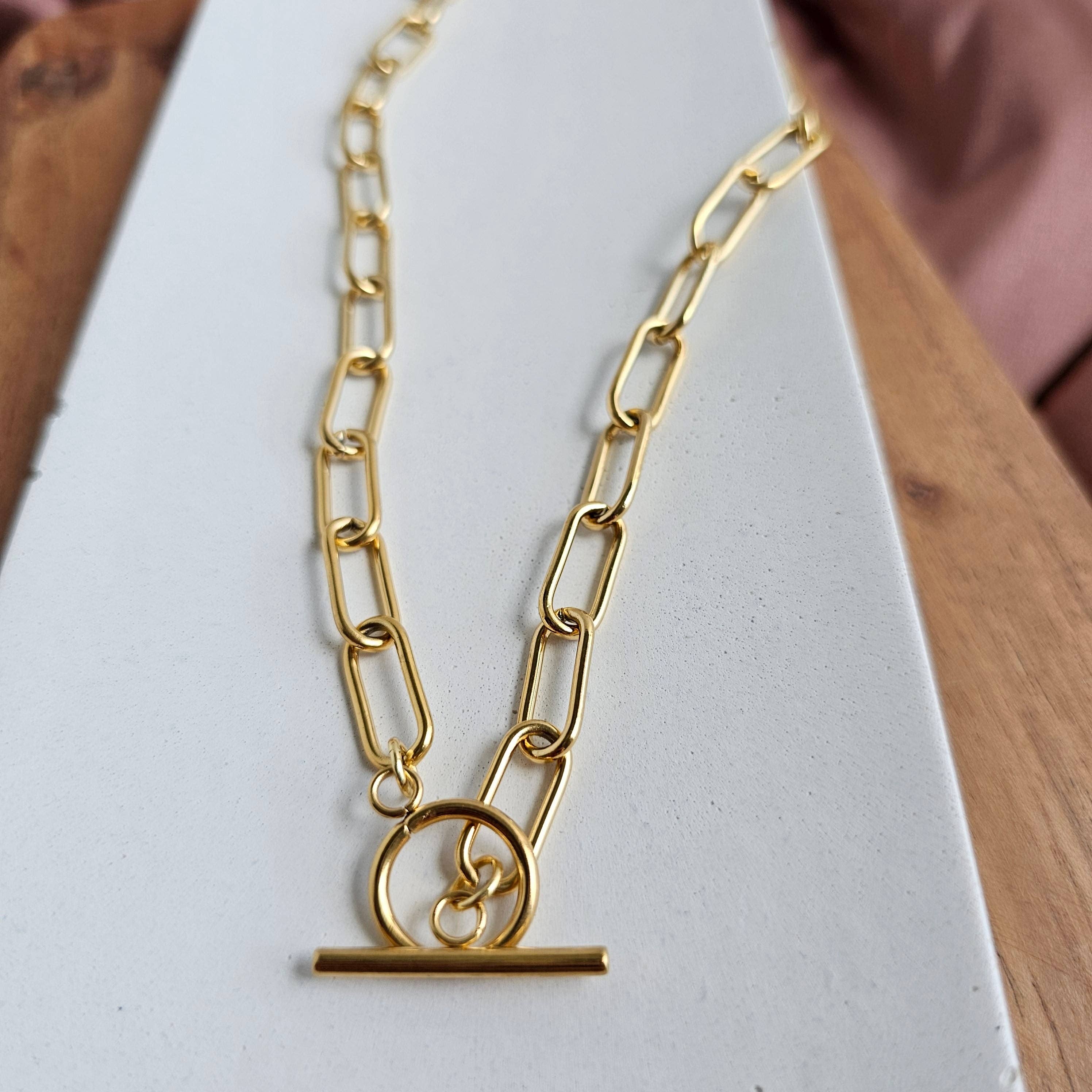 Luxe Chunky Paper Clip Chain Necklace | 18" Gold