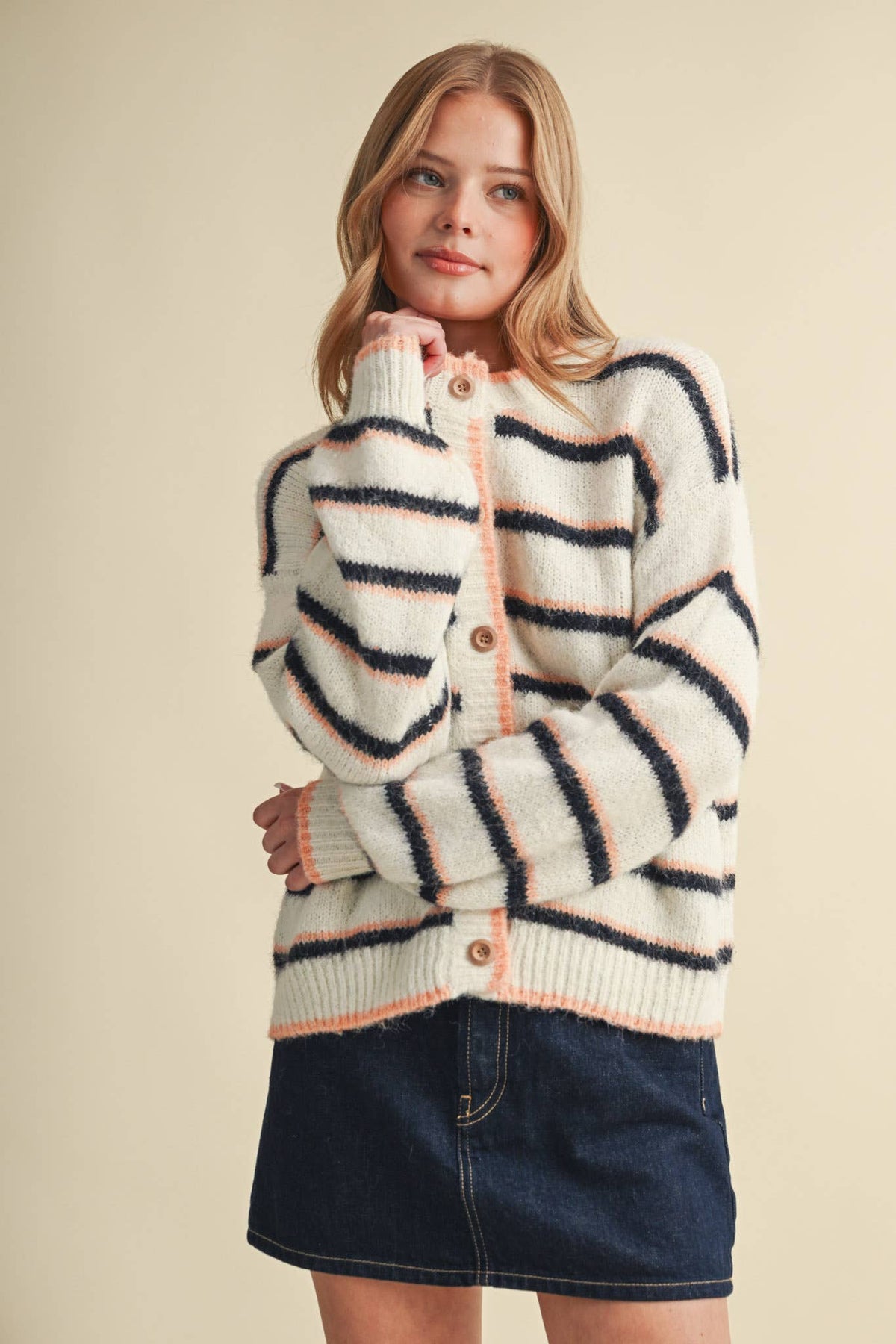 STRIPED SWEATER CARDIGAN