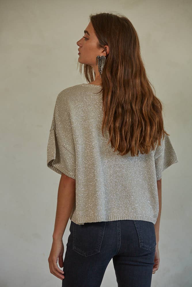 Lurex Detail Knit Sweater Top