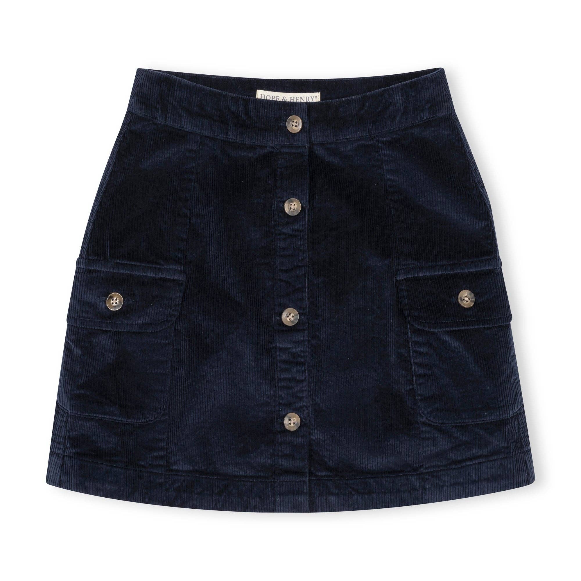 Organic Corduroy Button Front Skirt