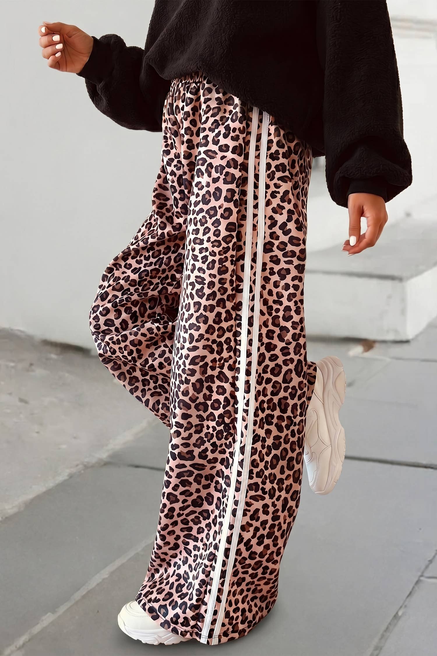 Leopard Print Wide Leg Pants