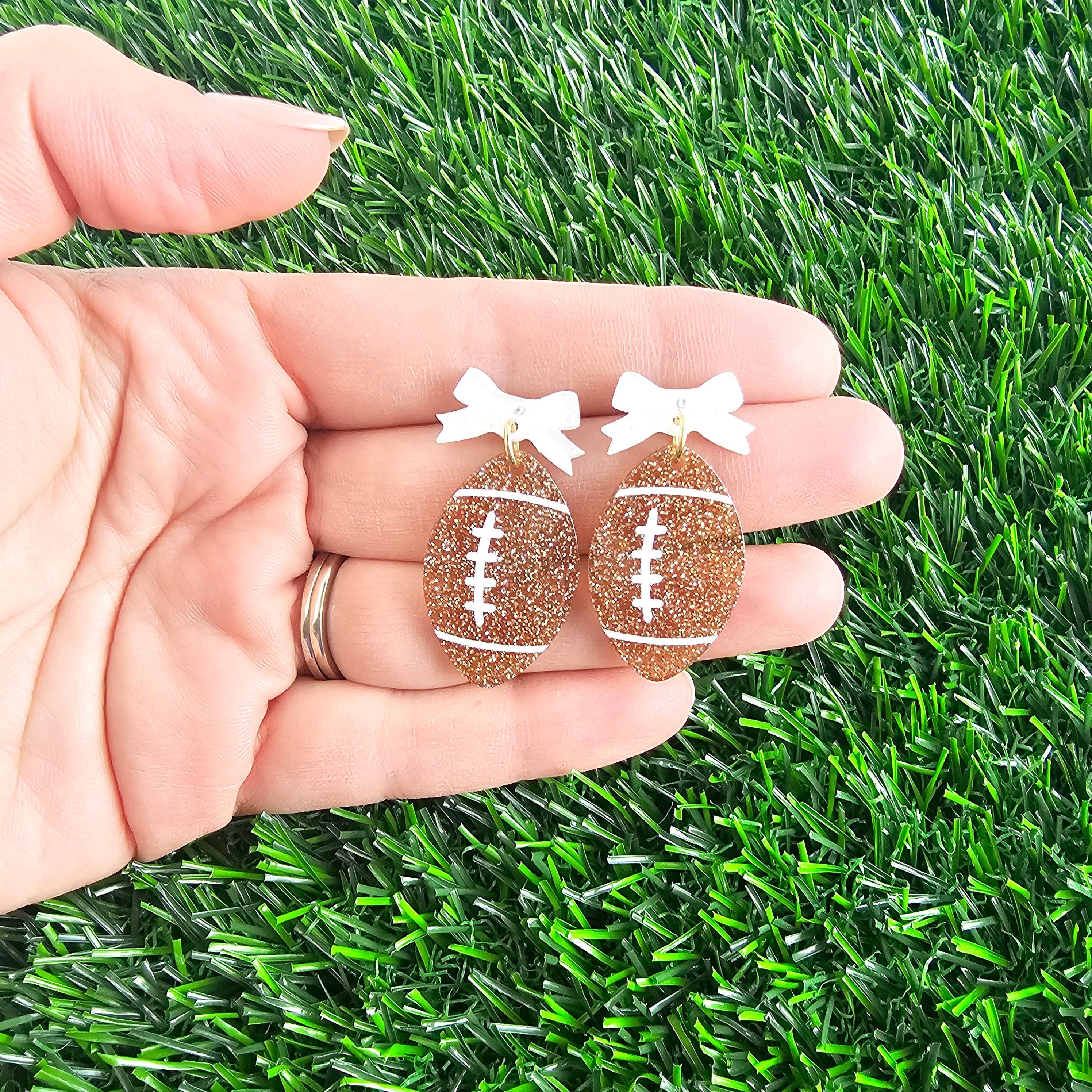 Bow Football Earrings // Jewelry, Game Day