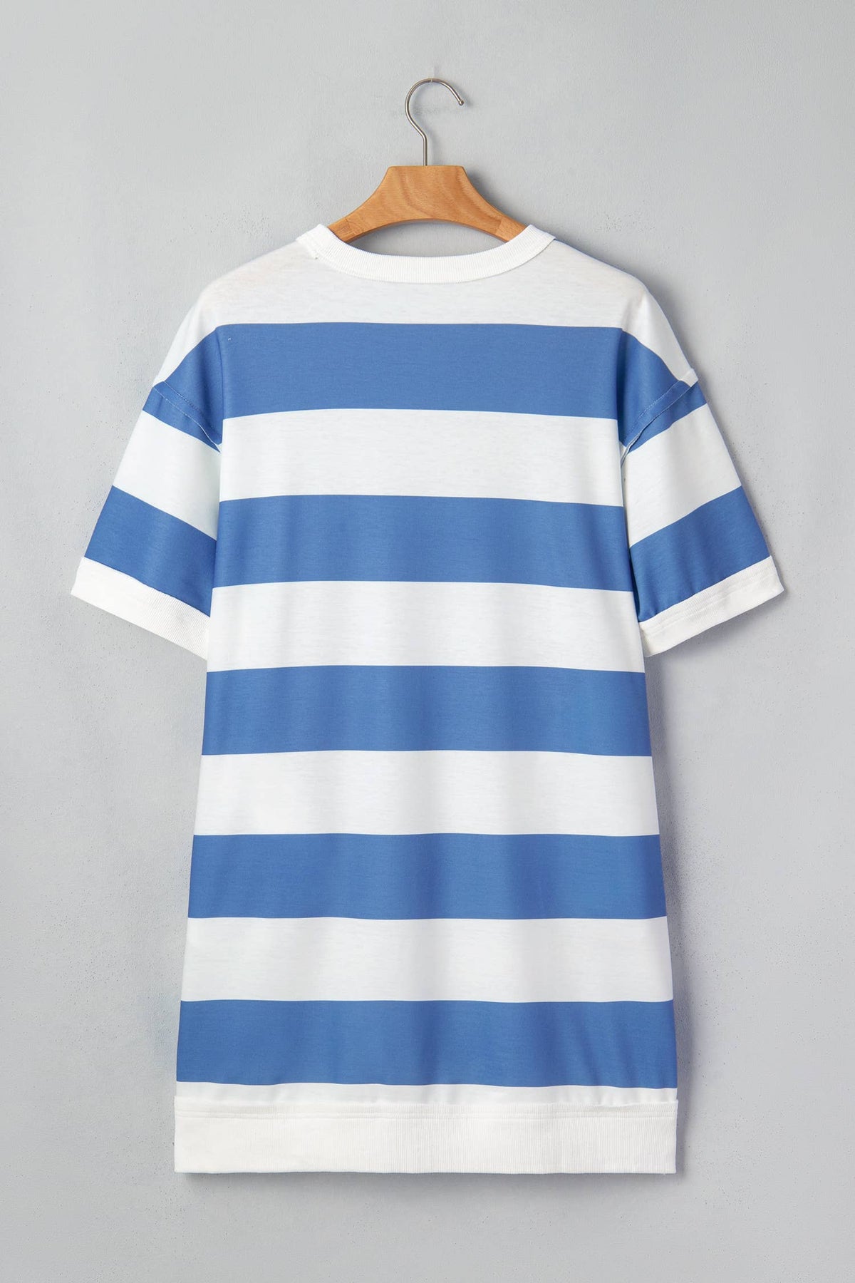 Stripe Raw Seam Shoulder Detail Casual Tee Dress