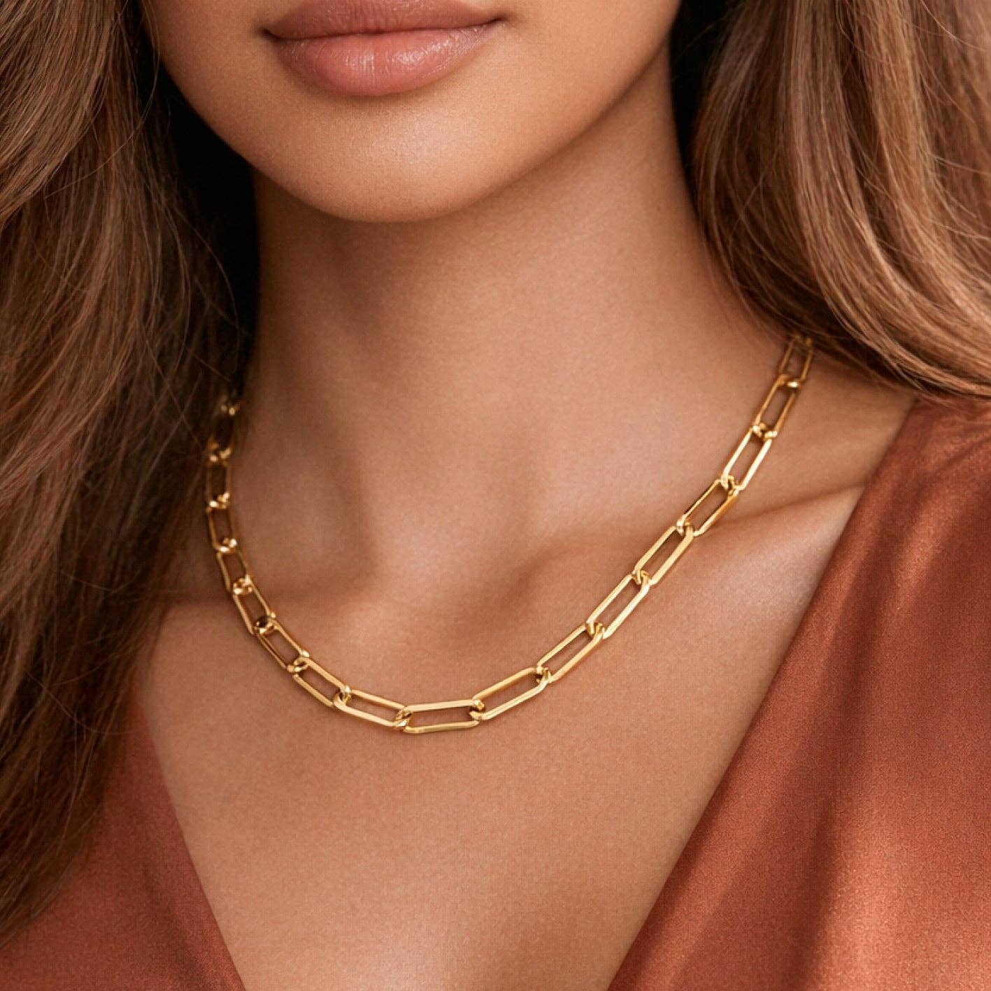 18K Gold PVD Plated Stainless Steel Link Chain Necklace