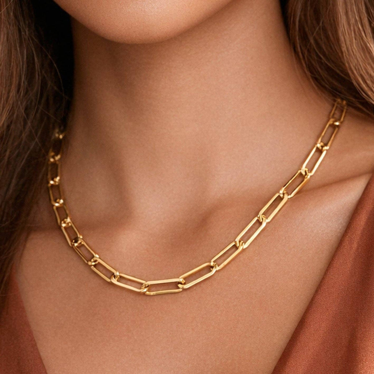 18K Gold PVD Plated Stainless Steel Link Chain Necklace