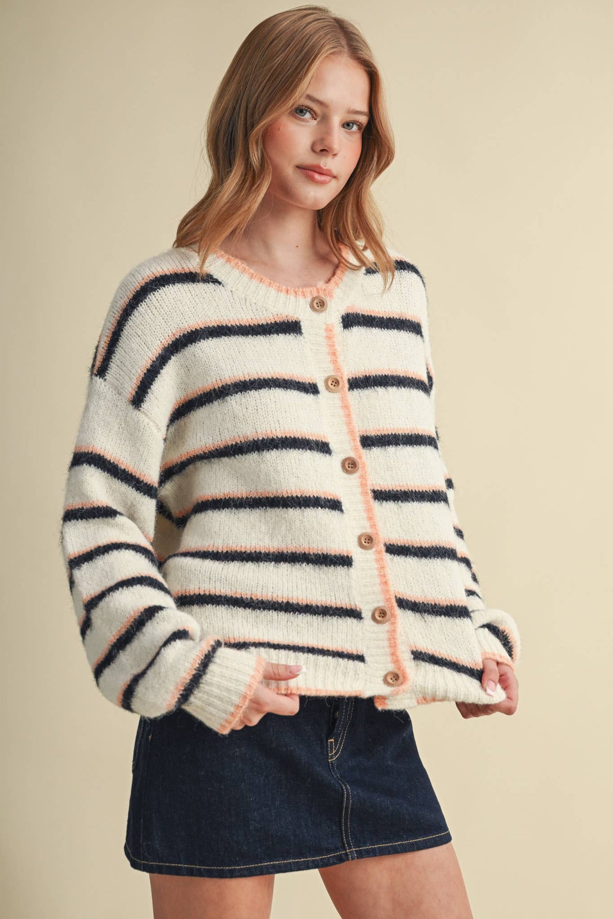 STRIPED SWEATER CARDIGAN