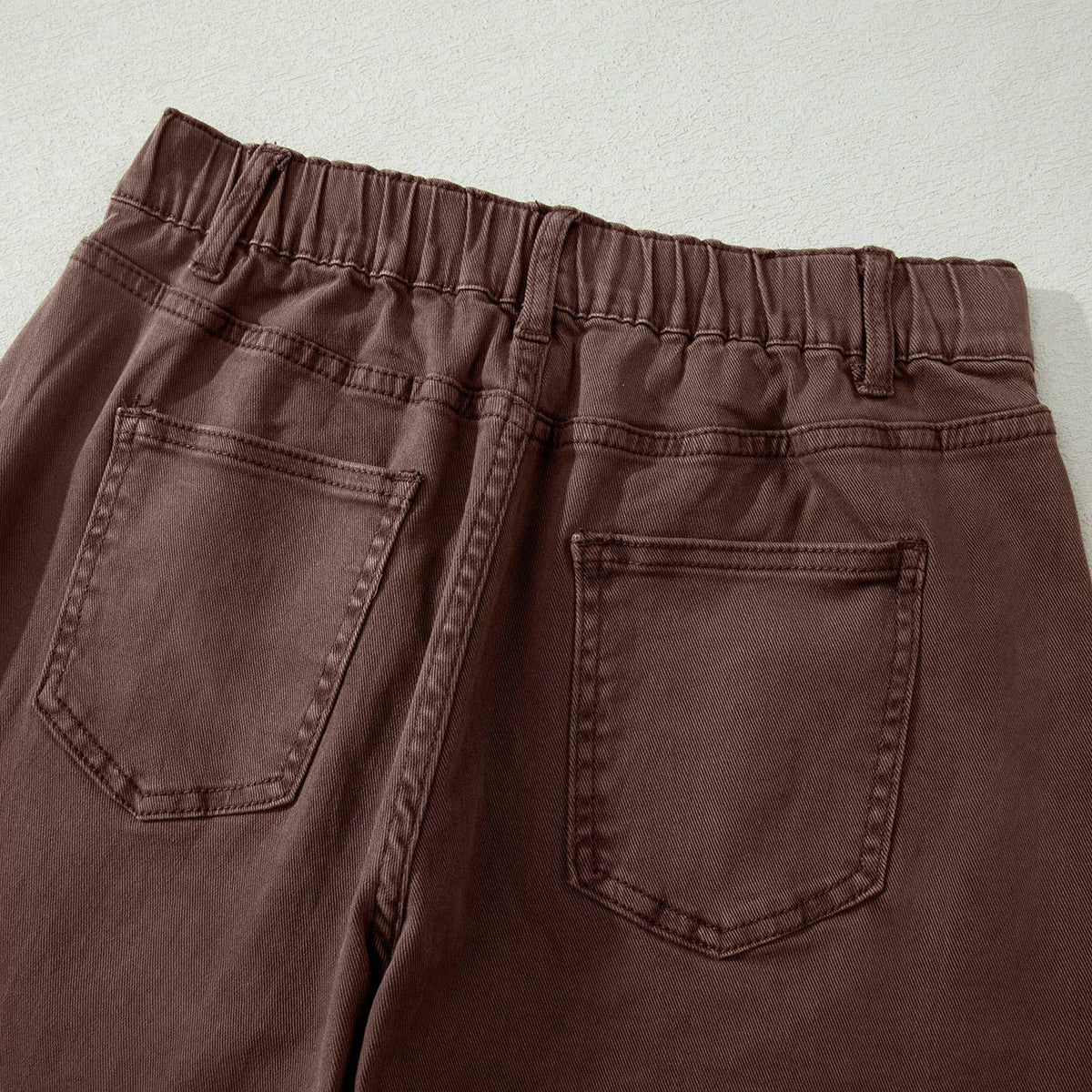 Solid Square Patch Pocket Ankle-length Barrel Jeans