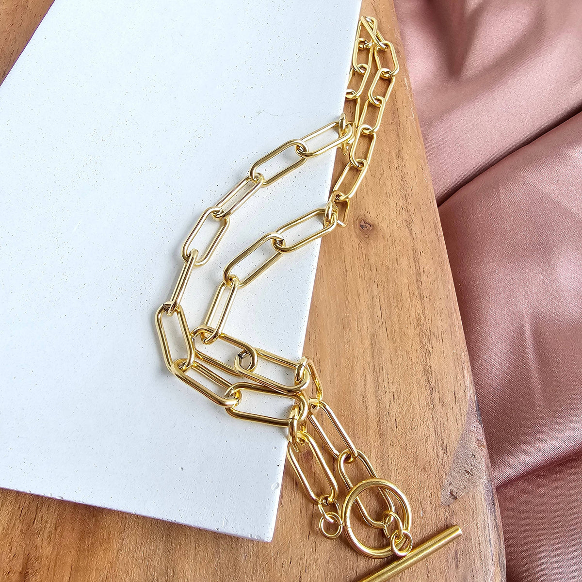 Luxe Chunky Paper Clip Chain Necklace | 18" Gold