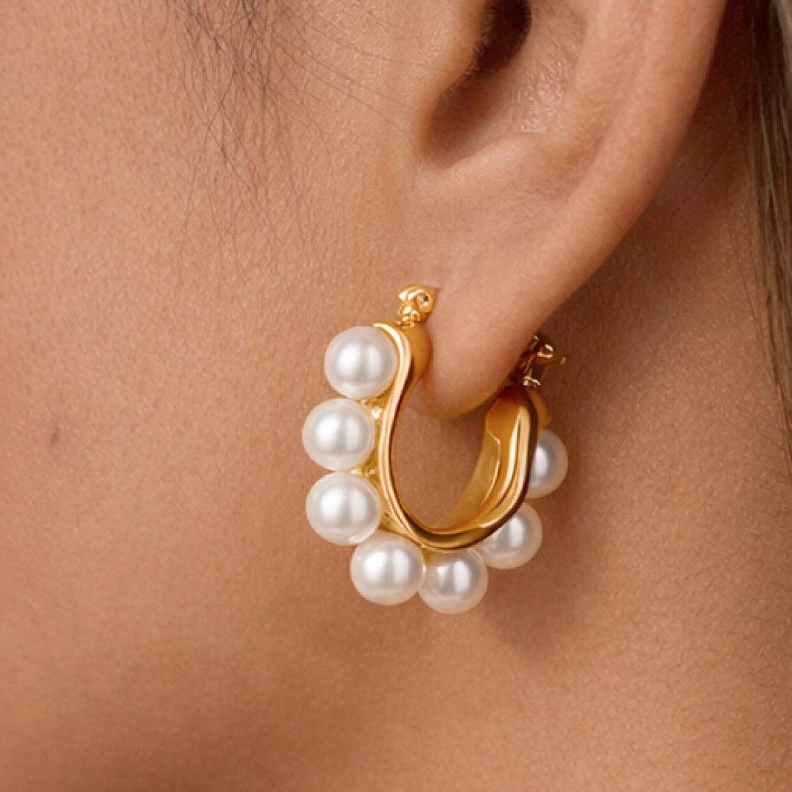 18K Gold Plated Waterproof Stainless Steel Hoop Earrings