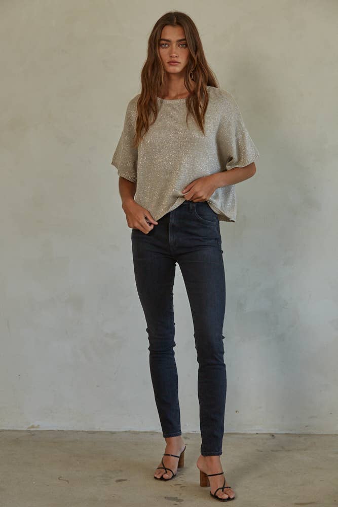 Lurex Detail Knit Sweater Top